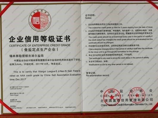 企業(yè)信用等級(jí)證書